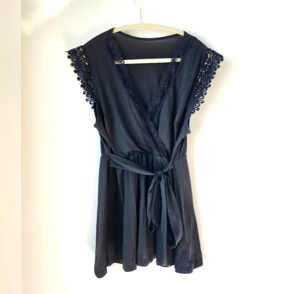 Lace trimmed belted top (brand new without tags)